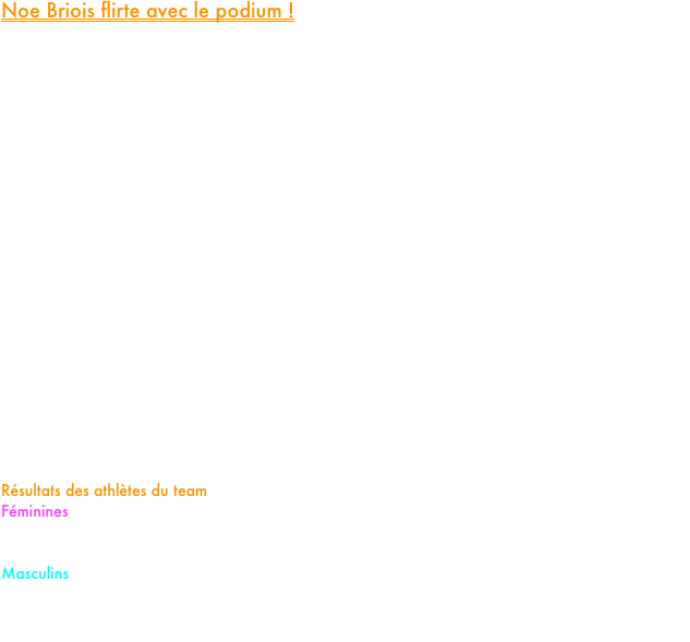 Noe Briois flirte avec le podium !

Les athlètes du PM Elite Team présents ce dimanche à Fréjus à l’occasion des championnats de France du 5 km sur route ont dû lutter contre un vent violent (70 à 80 km/h) qui s’est hélas invité à la grande fête du running.

Sur la course Elite Hommes, Etienne Nancel, en grande forme au regard de ses performances à l’entraînement débarquait sur la Côte d’Azur avec pas mal d’espoirs. Malheureusement après avoir fait jeu égal avec les meilleurs durant 3km, il a coincé dans les 1500 derniers mètres terminant 25eme en 14’45, loin de son objectif initial.

Finalement les meilleures performances du jour furent celles de nos jeunes pousses et en particulier de notre spécialiste du demi-fond court Noe Briois qui a réussi l’exploit de pulvériser son record de 30 secondes malgré les conditions épouvantables, prenant en 14’42 la 5eme place chez les juniors masculins à seulement deux petites secondes du podium. 

Chez les juniors filles, notre mileuse Laura Henneron a quant à elle fait jeu égal avec les meilleures jusqu’au 3eme kilomètre mais a malheureusement dû céder quelques secondes dans le dernier tiers du parcours, terminant finalement 6eme en 17’34.

Chez les cadets, Louisa Cera surement un brin audacieux au regard des conditions climatiques dans la première moitié de course a de son côté pris la 15eme place en 15’35.

Résultats des athlètes du team
Féminines
Juniors : 6. Laura Henneron 17’34
Seniors : 51. Maelle Balaine 18’12
Masculins
Cadets : 15.Louis Cera 15’35 65.Samuel Michel 16’22 88.Valentin Beral 16’38 (RP)
Juniors : 5.Noe Briois 14.42 (RP) 38.Nathanael Hartel 15’38
Seniors : 25.Etienne Nancel 14’45

























