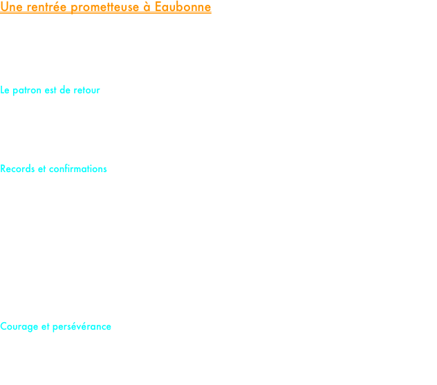 Une rentrée prometteuse à Eaubonne

Ce samedi, le stadium Stéphane Diagana d'Eaubonne vibrait au rythme de la Tempo Run League. Six athlètes du PM Elite Team étaient engagés sur le double tour de piste et le 1500m, affichant des ambitions claires pour cette saison indoor.

Le patron est de retour
Pour sa rentrée très attendue, notre champion de France junior désormais passé en catégorie espoir, Yanis Vanlanduyt, n'a pas tremblé. Il s'impose avec autorité sur le 800m en 1’50’’48 (record personnel indoor). Une victoire "facile" qui confirme son statut et lance idéalement son hiver.

Records et confirmations
Dans le sillage de Yanis, la densité du groupe a payé :
Étienne Nancel a frappé fort sur le 1500m (Série 2). En s'imposant en 3’50’’49, il pulvérise son record personnel en salle et confirme un retour en forme des plus sérieux.

Sur 800m (Série 3), Paul Gulzinski accroche une solide 4ème place en 1’54’’25, soit le deuxième meilleur chrono de sa carrière en salle.

On notera également sur 800m les performances de Noé Briois (1’59’’80) et Louis Gulzinski (2’00’’03) qui ont fièrement défendu les couleurs du team malgré une course partie sur des bases beaucoup trop lentes pour espérer un chrono de valeur.

Courage et persévérance 
Enfin, chez les féminines, la journée fut plus compliquée pour notre junior Laura Henneron.
Apres un début de saison marqué par une difficile adaptation à son nouveau rythme de vie en école d’infirmière, elle boucle son 800m en 2’15’’38. Une étape nécessaire dans sa montée en puissance pour retrouver son meilleur niveau.


















